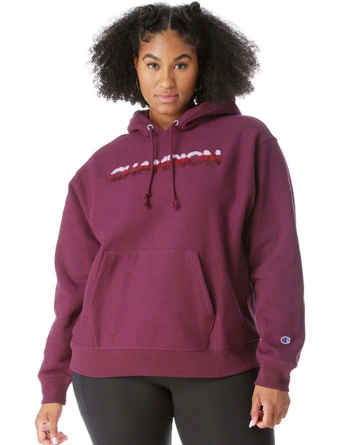 Sudadera Con Capucha Champion Mujer - Plus Reverse Weave Ombre Chenille Applique ( Moradas Oscuro )